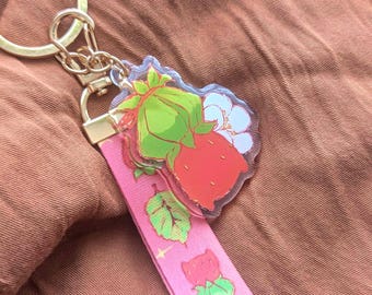 イチゴのストラップ | かわいいアクリルチャーム、フルーツアクセサリー