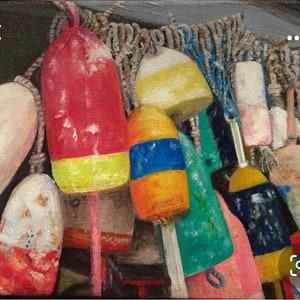 Key West Buoys Matted Print from Original Art by Lisa Hinkley