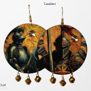Orecchini creati riciclando le carte dei tarocchi 'Van Gogh Tarot' (Aden Tarot Atelier) -Bigiotteria artigianale. Anallergici.