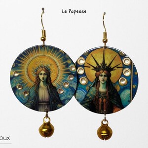 Orecchini creati riciclando le carte dei tarocchi 'Van Gogh Tarot' (Aden Tarot Atelier) -Bigiotteria artigianale. Anallergici.