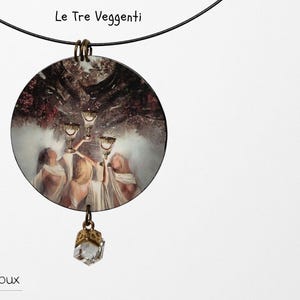 Collana semirigida in 4 modelli riciclando le carte dei tarocchi “ 'Heaven & Earth' (Lo Scarabeo)  -Bigiotteria artigianale. Made in Italy.
