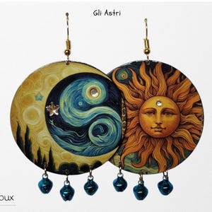 Orecchini creati riciclando le carte dei tarocchi 'Van Gogh Tarot' (Aden Tarot Atelier) -Bigiotteria artigianale. Anallergici.
