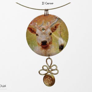 Collana semirigida creata riciclando le carte degli oracoli 'The Spirit Animal Oracle' (Hay House Inc) -Bigiotteria artigianale.