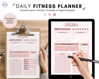 Digital Fitness Planner | Fitness Planner Template | Workout Planner Printable | Weight Loss Planner A5 Printable