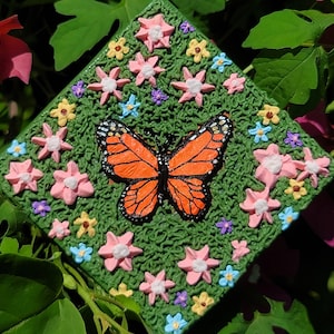Mini textured Butterfly canvases| with easel stand | acrylic paint medium | mini art | garden style | earthy flowers| custom piece|colorful|
