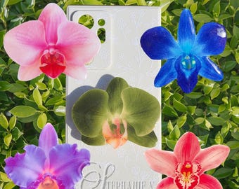 Orchid flower phone grip|phone accessory|Flower grip|tropicalflowers|orchid|phone stand|floralphone accessory|Pink purple blue orchid flower