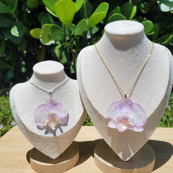 LightPurple orchid necklace|925 sterling silver chain|18k Gold plated chain|women's jewelry|Gift for her|Unique accessories|preserved orchid