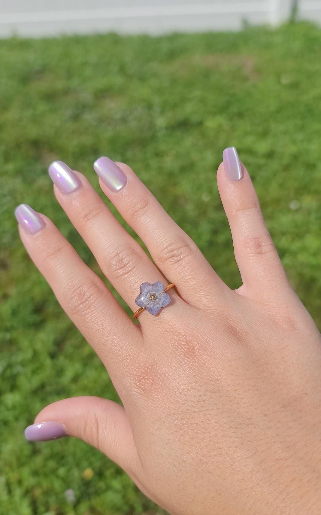 Real Forget Me Not ring|Gold or silver stainless steel|Adjustable| preserved flower|Unique| Statement ring |Gift for her|Real flower jewelry