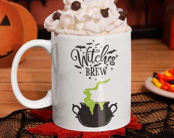 Häxor brygger kaffemugg | Rolig Halloween-kitteldesign