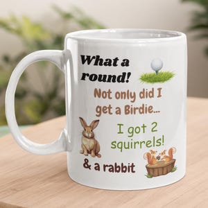 Funny Golf Mug: Birdie, Squirrels & Rabbit - Golfer Gift