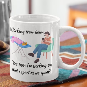 Working From Home Mug-Home Office Mug-Work At Home Mug "Yes Boss Of Course I'm Working" Working From Home Gift