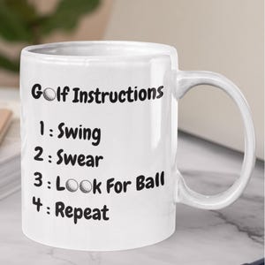 Funny Golfing Gift, Golfer Gift “Golf Instructions. Swing, Swear, Look For Ball, Repeat” Golf Gift, Ideal Gift For Golf Lover.