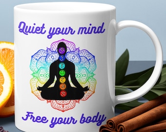 Meditation Yoga Kaffeetasse - Chakra Ausrichtung, positive Affirmationen