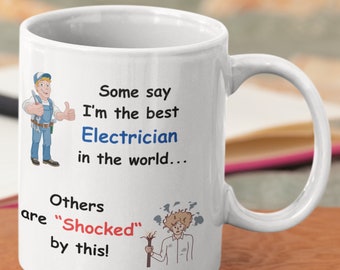 Electrician Mug, "Shocked" Funny Gift, 11oz Ceramic