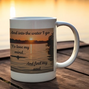 Mug natation sauvage, cadeau nageurs en eau froide, tasse nageurs en eau libre, « Et dans l'eau, je vais perdre la tête et trouver mon âme »