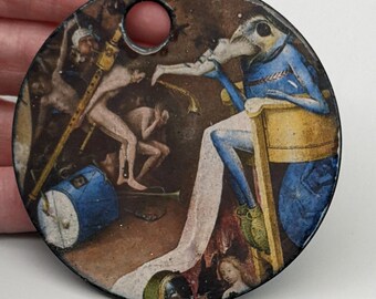 Hieronymus Bosch Big Enameled Pendant 2.6" Unique Artisan Jewelry Focal (15244)