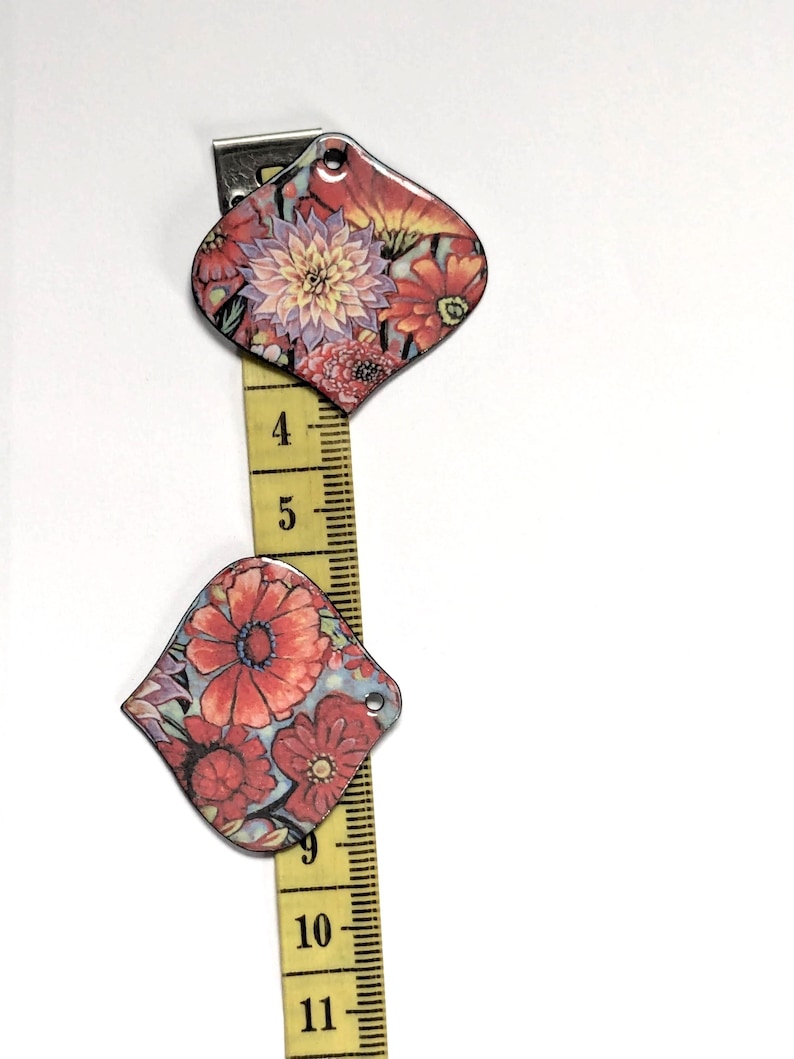 Flower Earring Components Pendants Charms Luscious Enameled Copper Pair ...