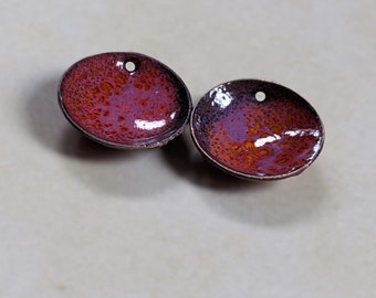 Enamel Charms Domed Copper Single Hole Red Purple Orange 16mm (16053)