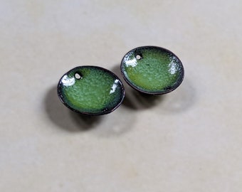 Enamel Connectors Domed Copper TWO HOLES 16mm Apple Green (16050)