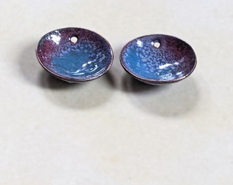 Enamel Charms Domed Copper Single Hole Rustic Blue 16mm (16051)