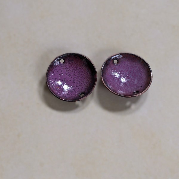 Enamel Connectors Domed Copper TWO HOLES 16mm Medium Purple (16045)