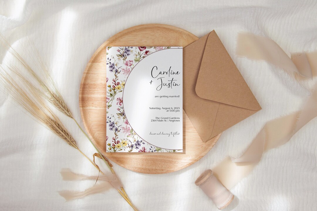 Floral Wedding Invitation: Editable Caroline Invite (digital) - Etsy