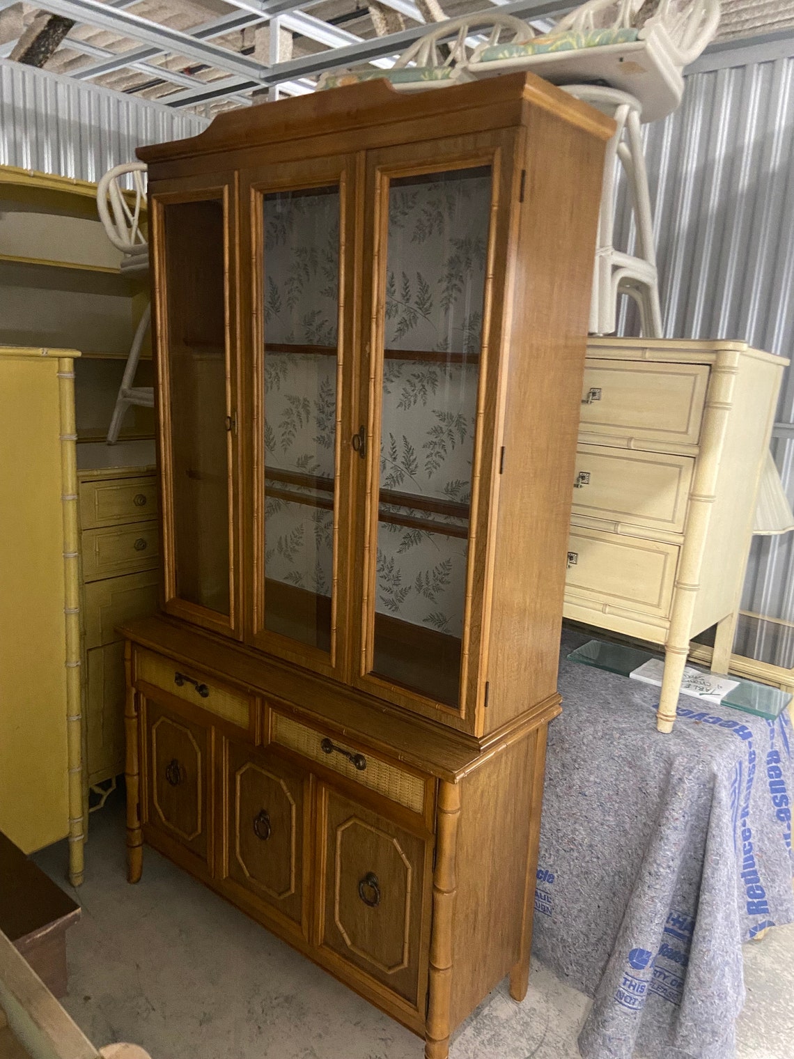 Broyhill Faux Bamboo China Cabinet - Etsy