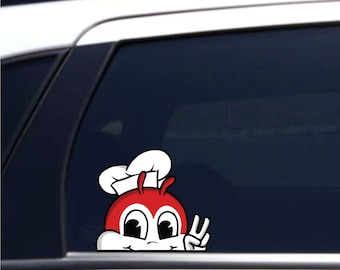 Jollibee Peace | Peeker | Peeking | Peek | Car Vinyl Stickers | Car Decals | Tumbler | Filipino Food | Philippines | Window Decal |