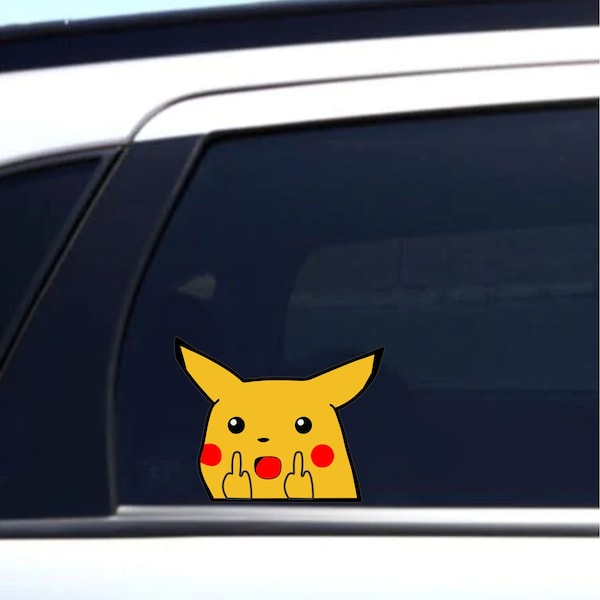 Pikachu Middle Finger | Peeker | Peeking | Peek | Car Vinyl Stickers | Car Decals | Meme Stickers | Funny Stickers | Pokemon | Hand Made