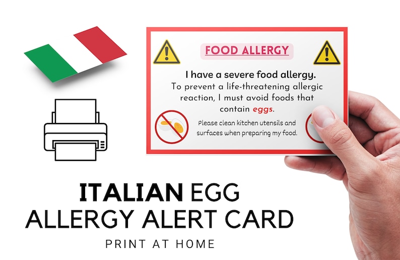 Printable Italian Egg Food Allergy Card Digital Download - Etsy