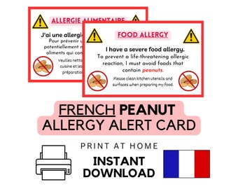 Printable Spanish Peanut Food Allergy Card • Instant Download • Medical ...