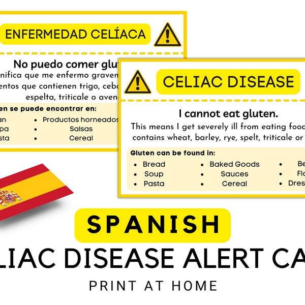 Celiac Disease Spanish Cards Etsy