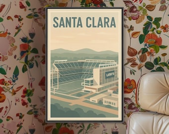 Santa Clara California Travel Poster, Canvas Print, Retro Poster Art, Santa Clara Wall Art, Travel Art Print, Travel Poster Set, Poster Art