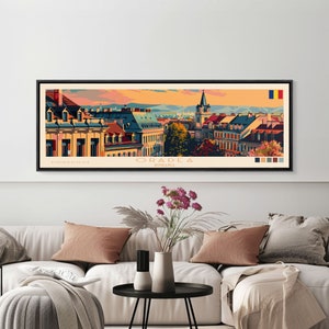 Oradea Romania Travel Print Wall Art, Panoramic City Art, Travel Art, Wall Decor, Vacation Gift, Framed Canvas Print Or Metal Art