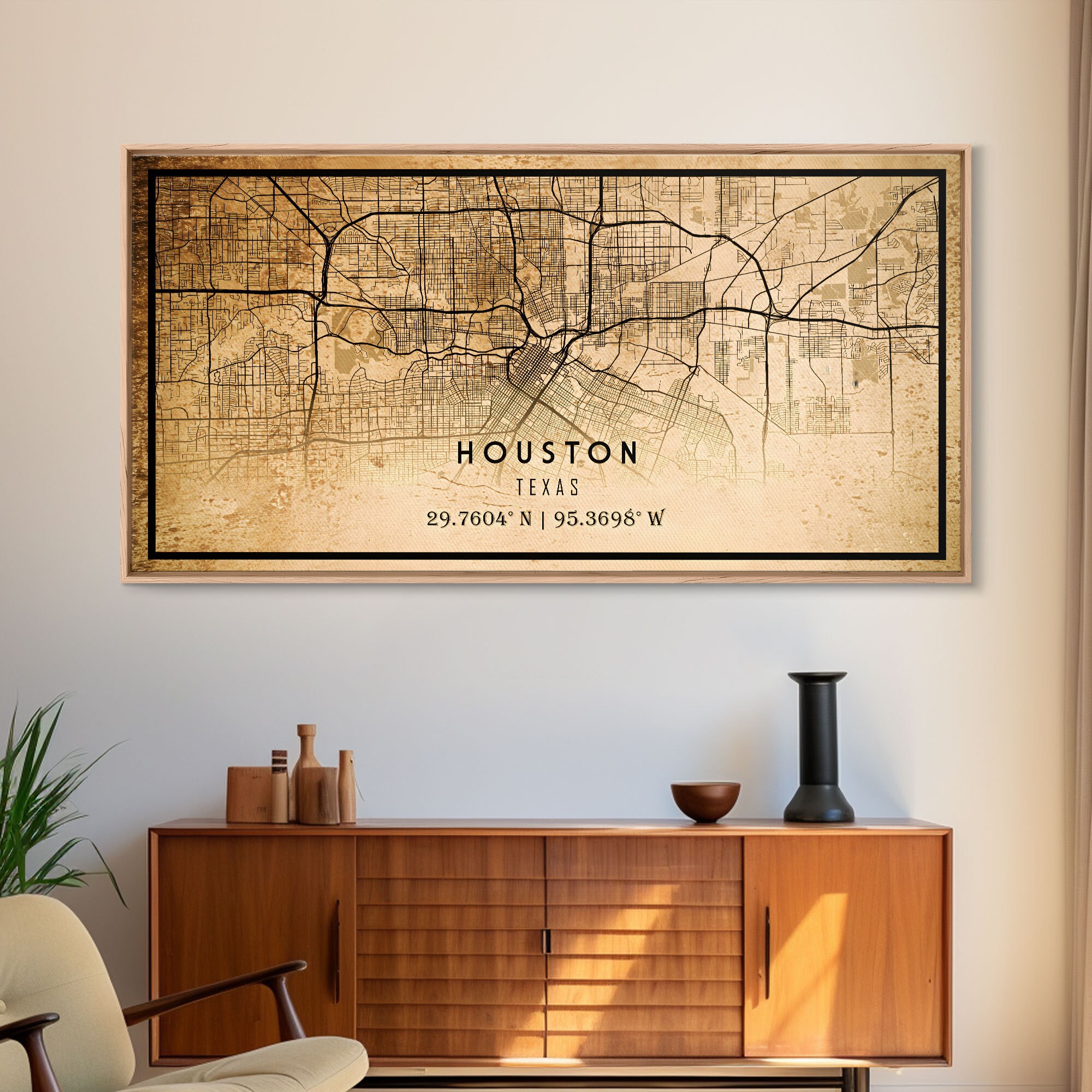 Distressed Houston Map Art Print: Texas City Canvas Poster - Etsy