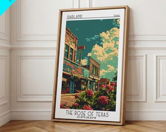 Garland Travel Poster, Canvas Print, Retro Travel Poster, City Wall Art, Travel Wall Decor, Retro Travel Print, Living Room Wall Art