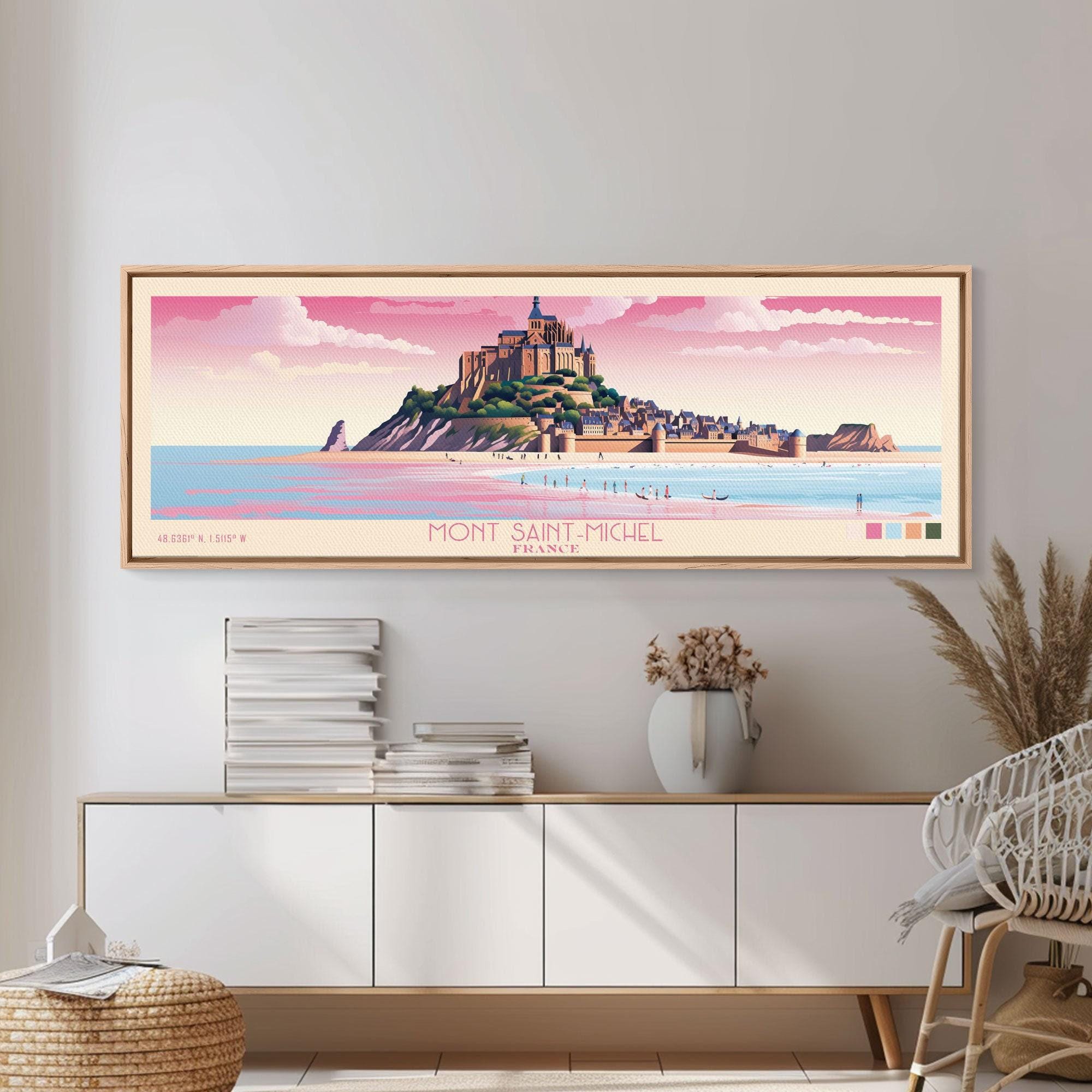 Mont Saint Michel France Art: Framed Travel Poster Canvas Print