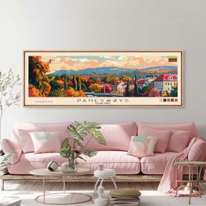 Panevys Lithuania Travel Print Wall Art, Panoramic City Art, Travel Art, Wall Decor, Vacation Gift, Framed Canvas Print Or Metal Art