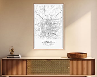 Springfield Street Map, Missouri Map, City Map Print, Modern Wall Art, Wall Art, Canvas Print, Bedroom Wall Décor, Gifts For Couple