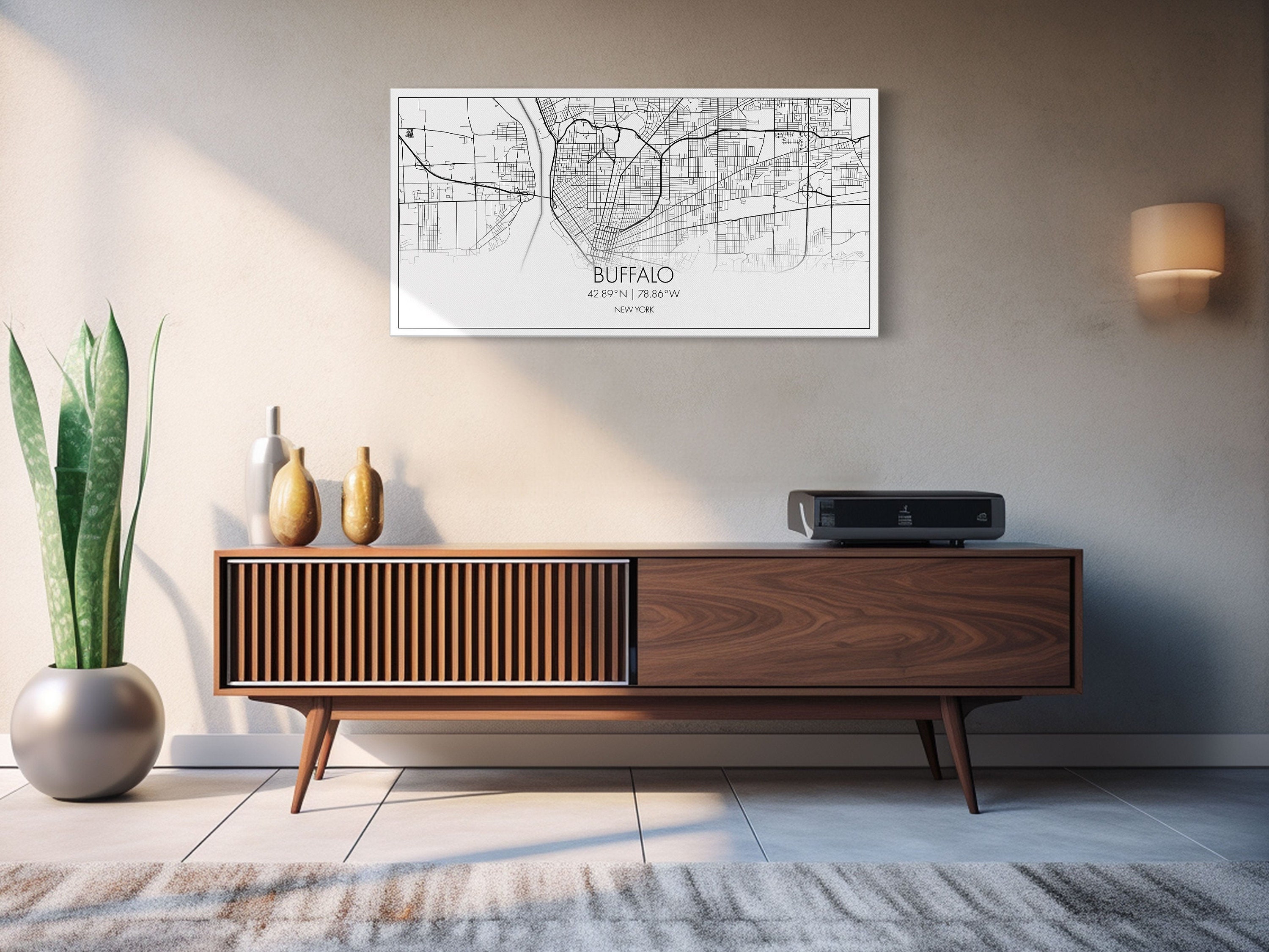 Buffalo Street Map New York Map Map Print Modern Art Wall - Etsy