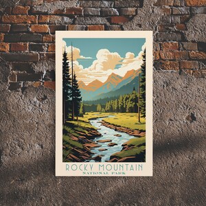 Rocky Mountains National Park Art Print: Mid-Century Modern Landscape