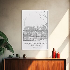 Rancho Cucamonga Street Map Art: Minimalist California City Canvas Print
