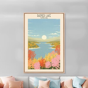 Radner Lake Tennessee Canvas Print: Mid-Century Modern Lake House Decor
