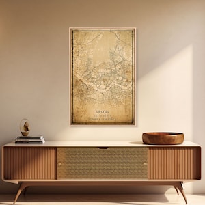 SEOUL South Korea map Canvas Print Vintage Style Hometown City Print Modern Home Decor Office Decoration Wall Art Dorm Bedroom Gift Poster