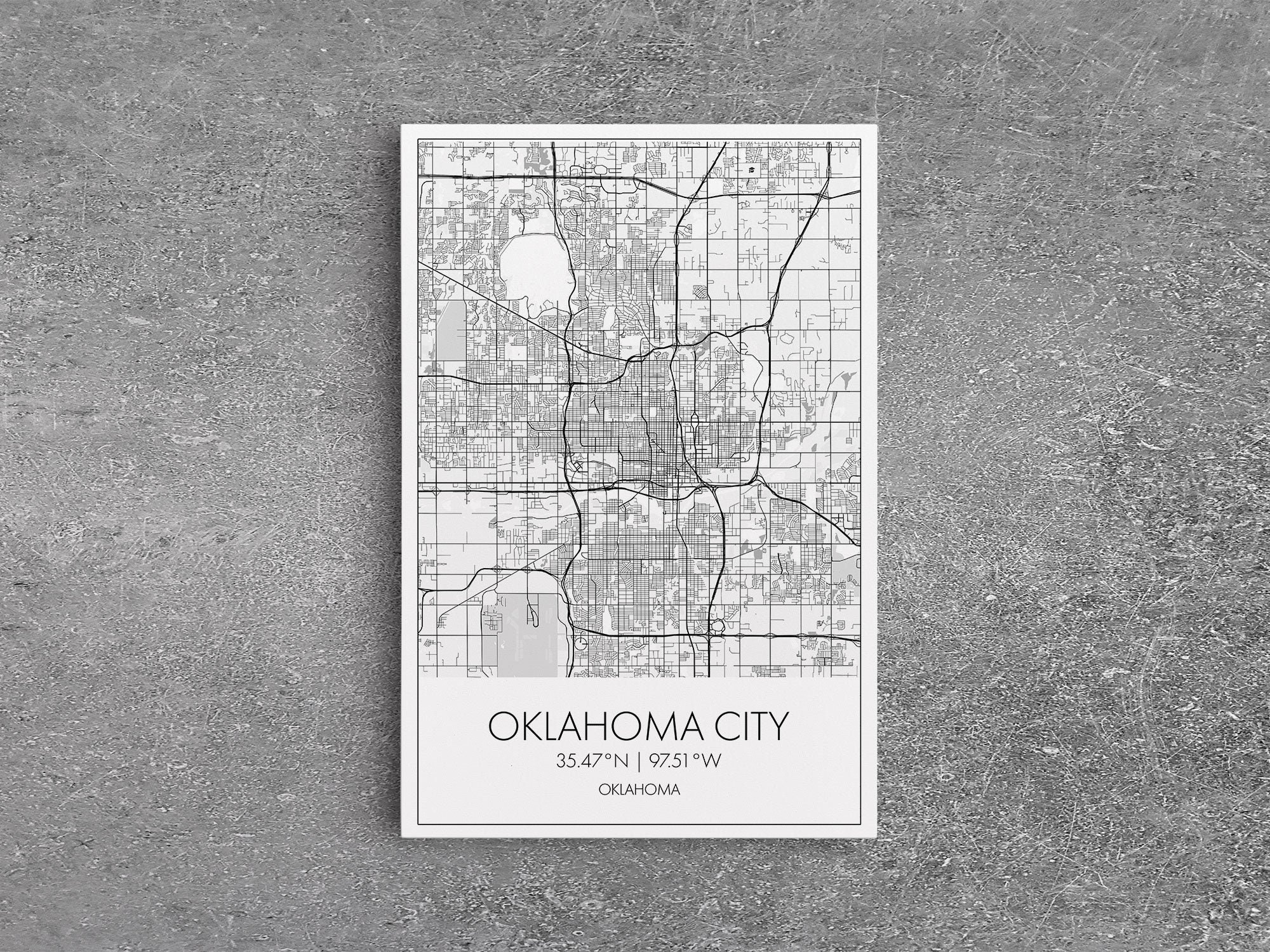Oklahoma City Street Map Oklahoma Map City Map Art Modern - Etsy