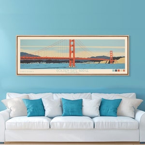 Golden Gate Bridge Framed Canvas Print: Vintage Travel Poster image 6