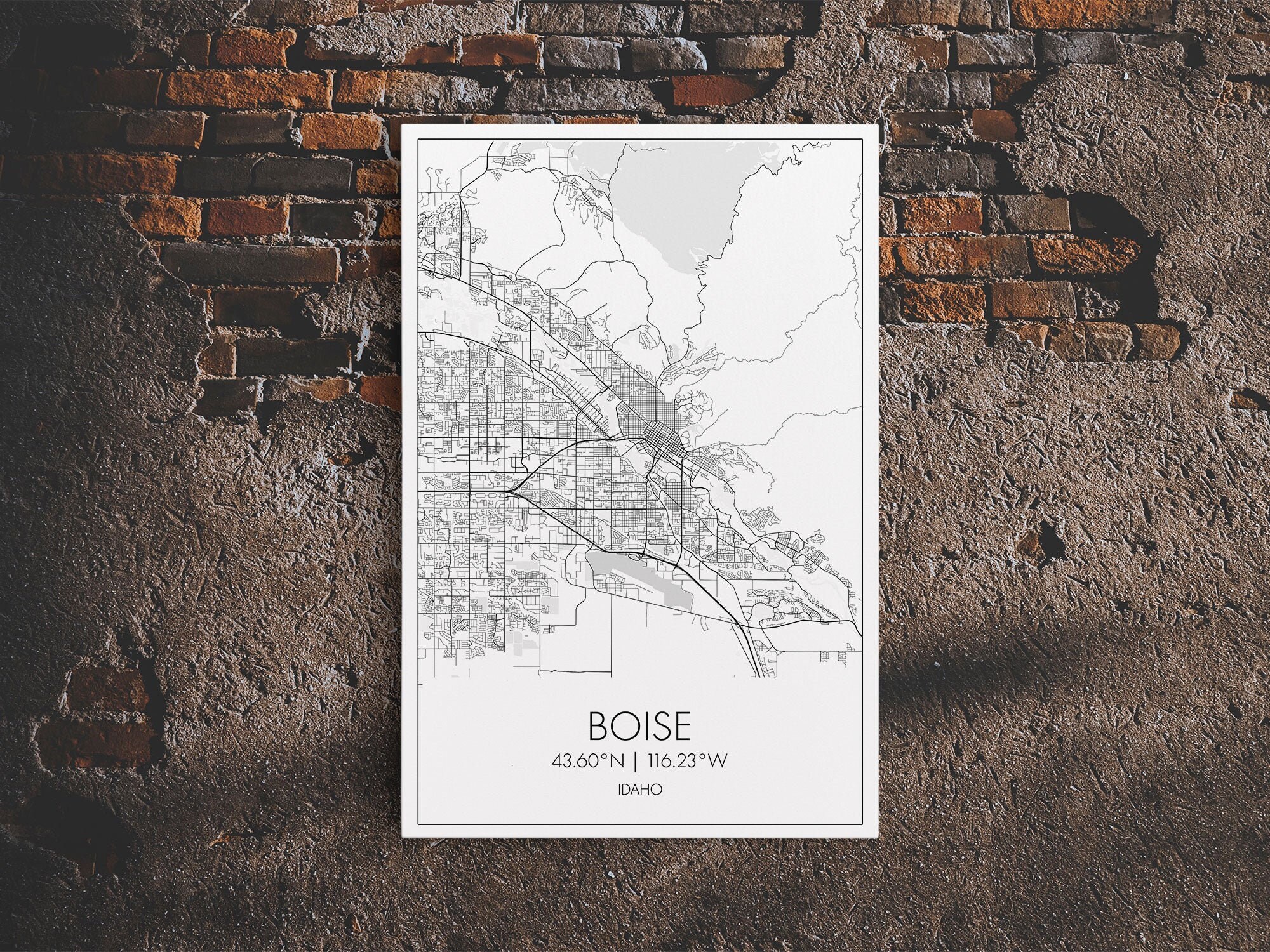 Boise Street Map Idaho Map City Map Art Modern Wall Art - Etsy
