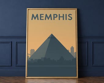 Memphis Tennessee Travel Poster, Framed Canvas Print, Mid Century Travel Art, Memphis Travel Art, Gift For Travelers, Home Office Decor