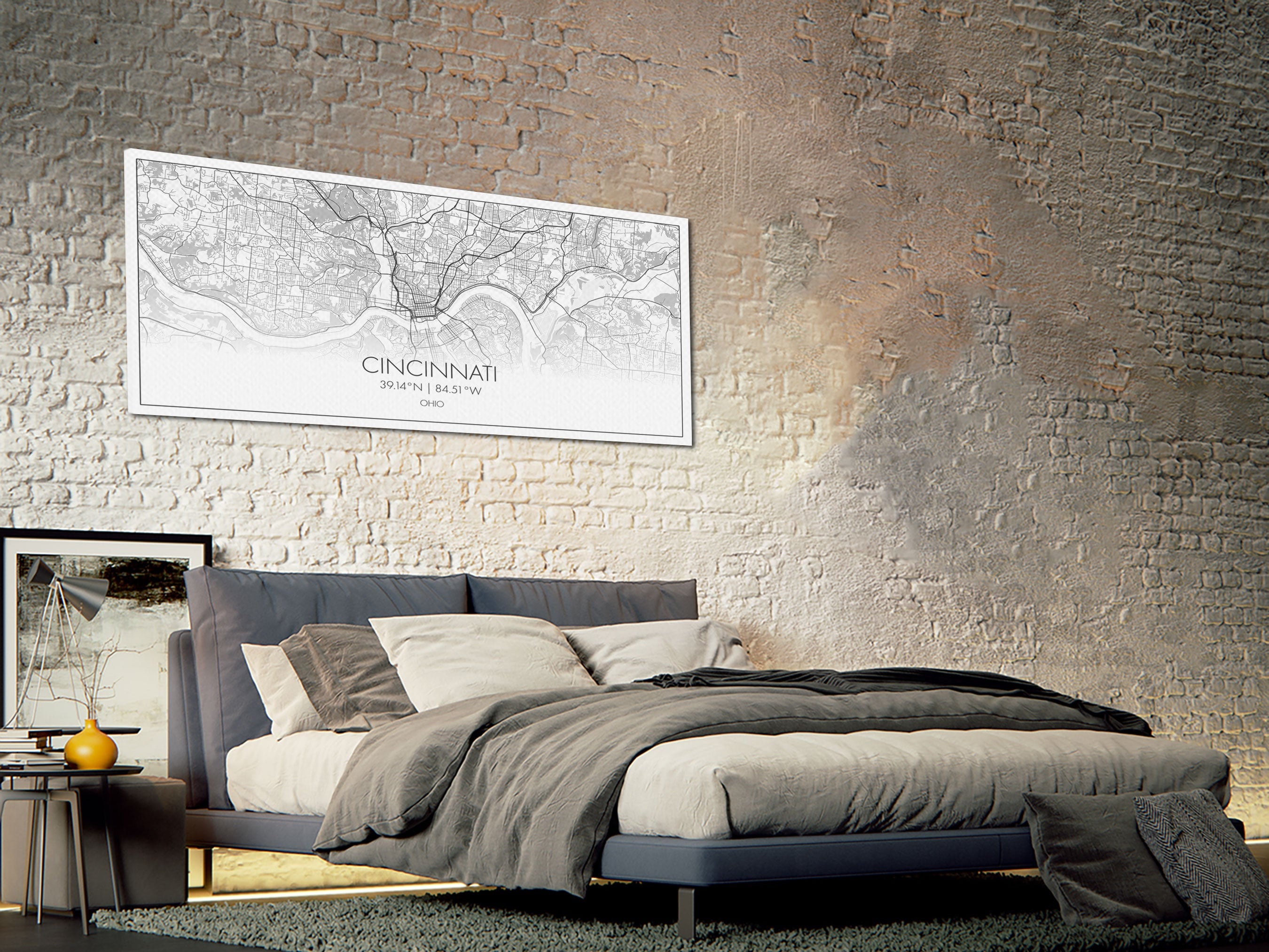 Cincinnati Street Map, Ohio Map, Map Print, Modern Art, Wall Art