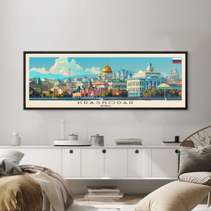 Krasnodar Russia Travel Print Wall Art, Panoramic City Art, Travel Art, Wall Decor, Vacation Gift, Framed Canvas Print Or Metal Art